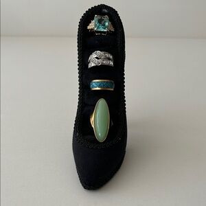 Elegant Ring Set silver and gold tone with Gemstones set of 4